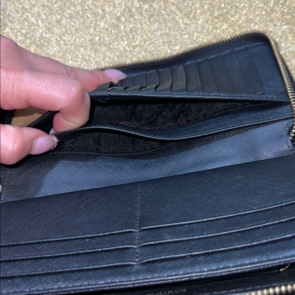 Used Michael Kors Black Saffiano Leather Continental Zip-Around Wristlet Wallet - Picture 14 of 16